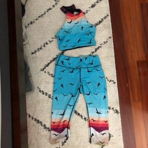 Mara Hoffman sunset yoga top crop leggings small